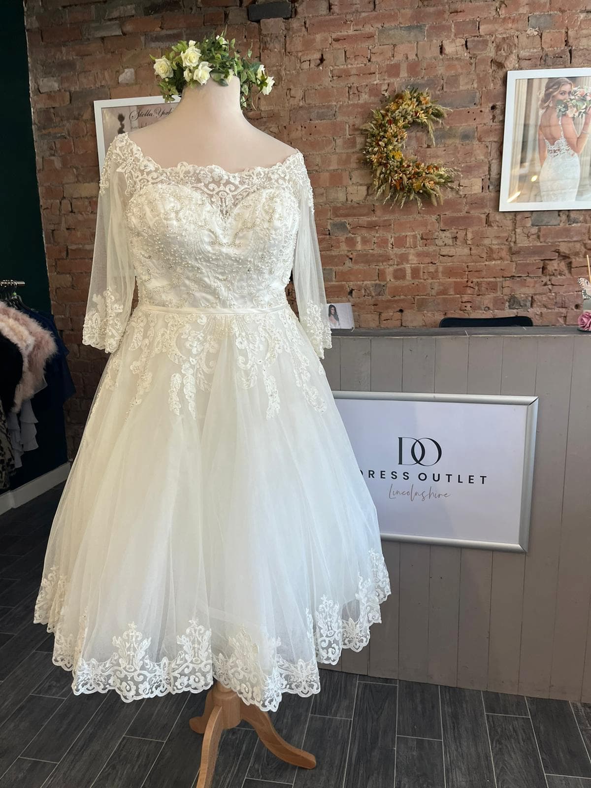 View of Valentina Bridal Gown on a mannequin.