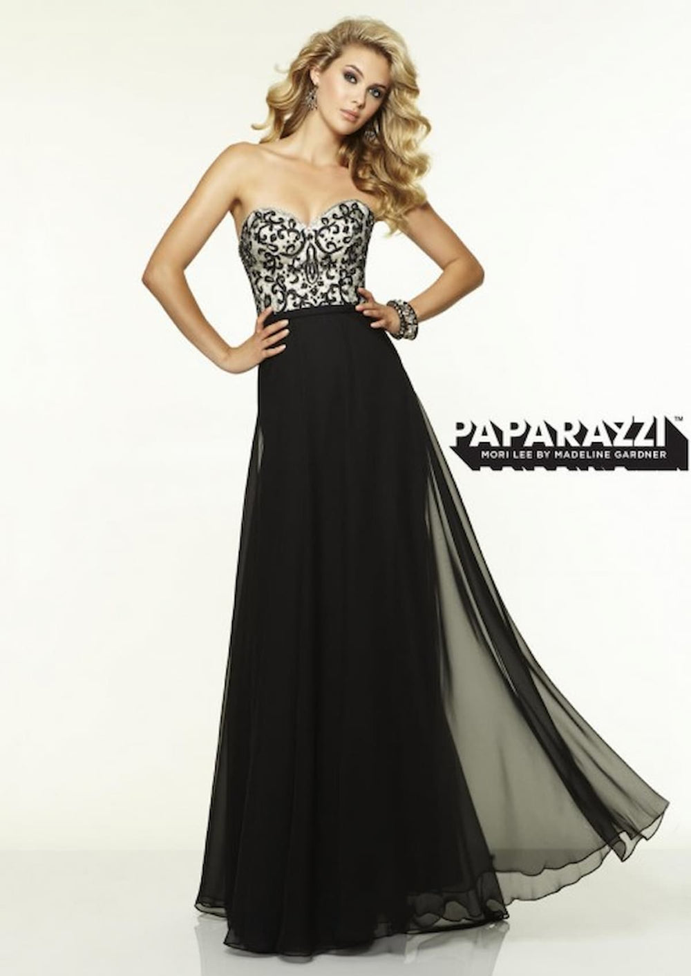 Front view of Morilee 97109 Prom Dress in black.