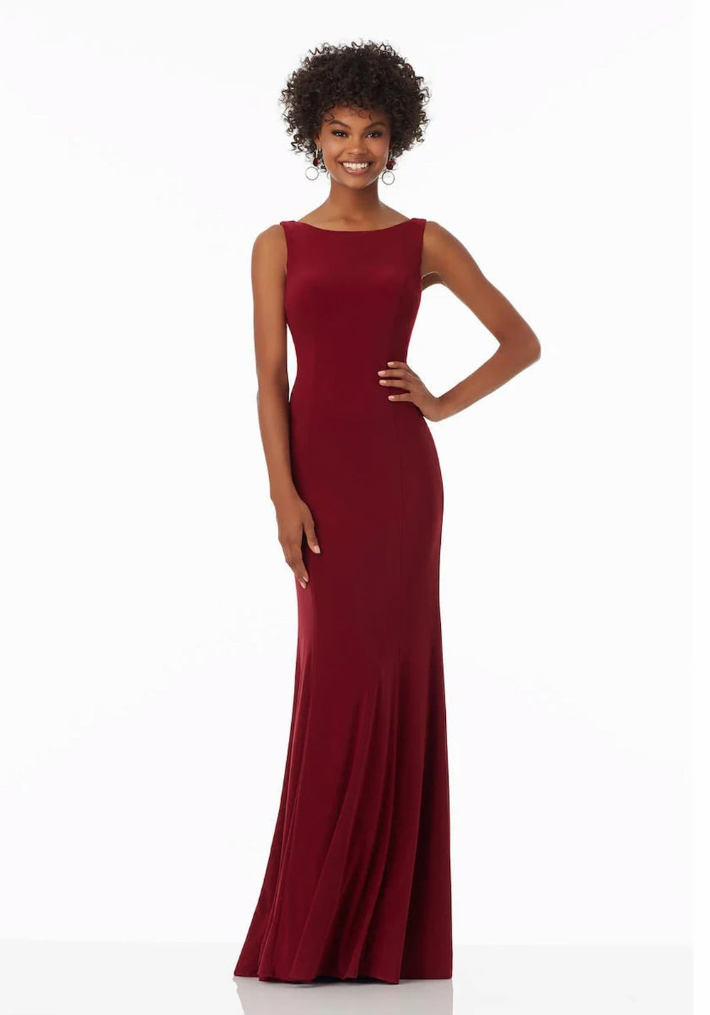 Front view of Morilee 99053 Prom Dress in colour bordeaux.