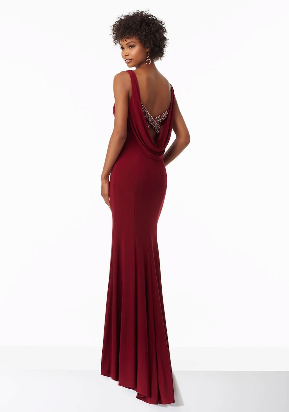 Back view of Morilee 99053 Prom Dress in colour bordeaux.