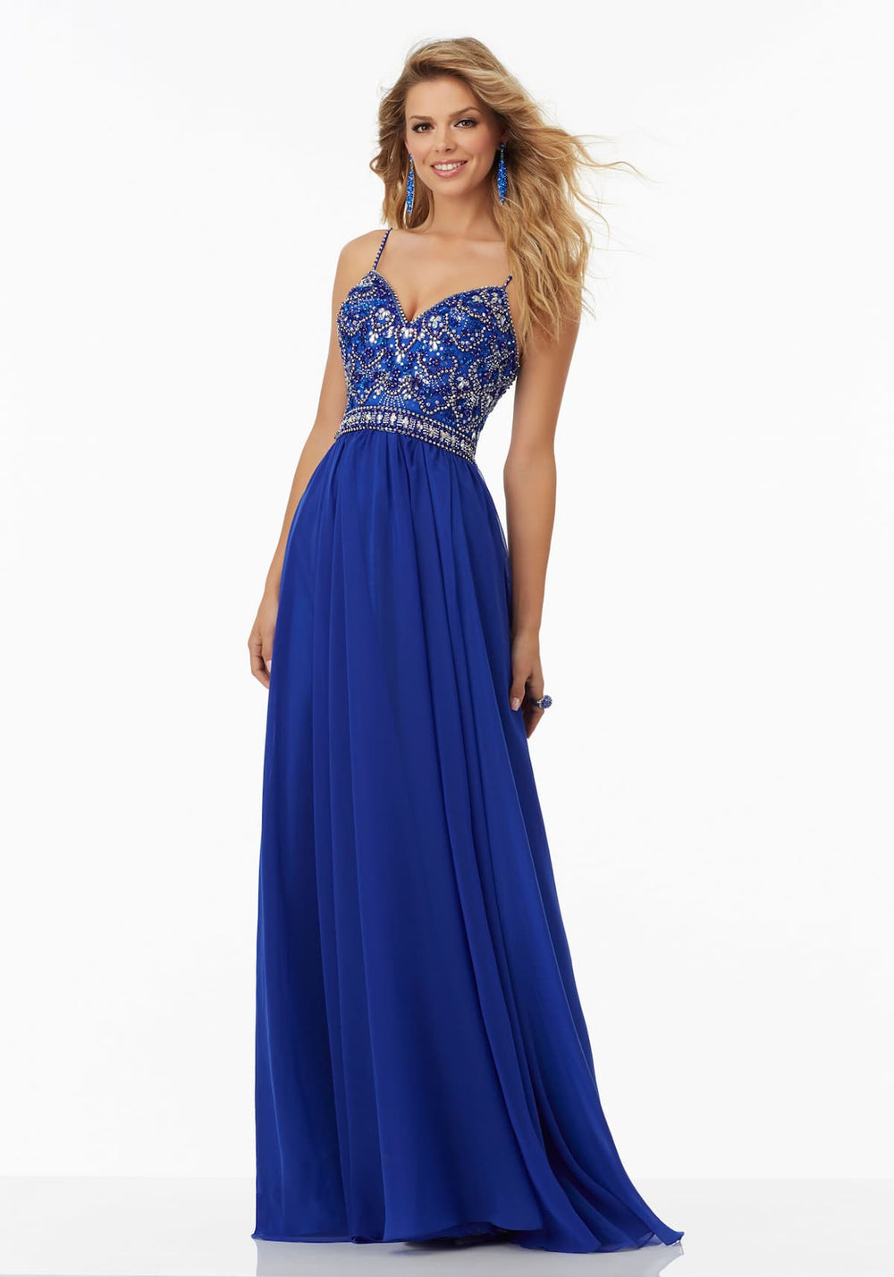 Front view of Morilee 99129 Prom Dress in royal.